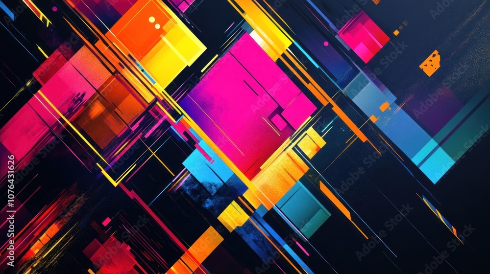 Poster abstract geometric pattern with vibrant colors and diagonal lines
