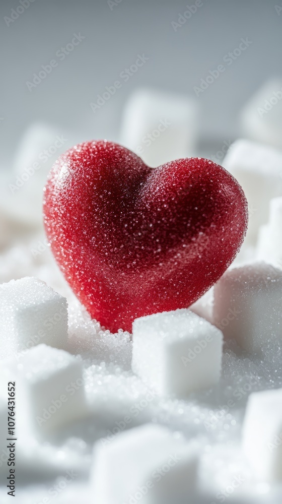 Poster conceptual image showing the potential health risks associated with excessive sugar consumption, rep