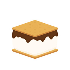Chocolate bar and graham crackers. S'more graham cracker, chocolate, and marshmallow.