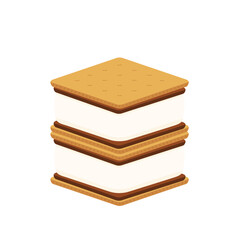 Chocolate bar and graham crackers. S'more graham cracker, chocolate, and marshmallow.