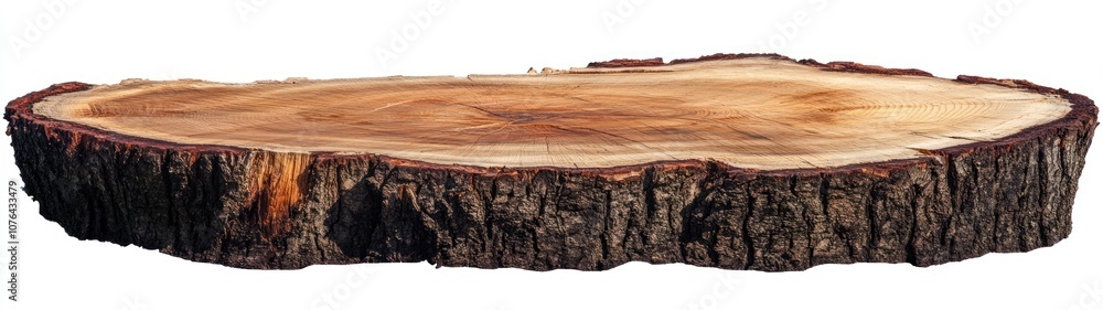 Poster cross-section of a tree trunk with bark and rings