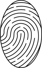 Fingerprint icon. Personal id identity. Press finger, scan for safety. Unique touch id. Individual fingertip is verification in police. Semi-simplified vector isolated on transparent background.