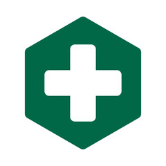 Obraz premium Round Corner White Cross Green Hexagon