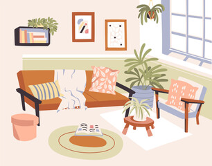 Interior of House. Living Room with Furniture. 