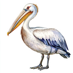 cute Pelican watercolor clipart illustration isolated