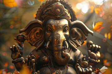Obraz premium Greeting card with bright holiday composition for Ganesh Chaturthi