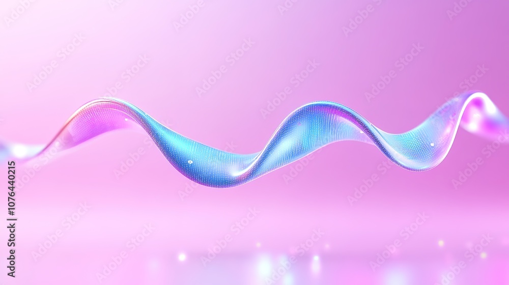 Poster abstract wave design with soft pink and blue gradients, flowing lines and elegant curves creating a 