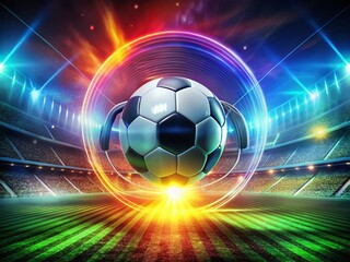 Fototapeta premium Creative Double Exposure Football Podcast Logo Design Illustration Combining Elements of the Game and Audio for Engaging Visual Identity