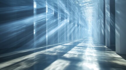 Empty Catwalk with Dramatic Spotlights Shining on Runway