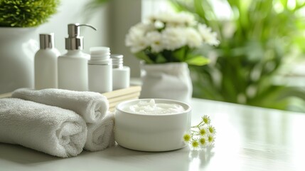 Wellness and Spa: spa accessories, candles, essential oils, and bath salts in a peaceful setting Generative AI