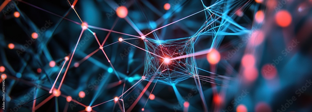 Poster abstract web of interconnected lines and glowing points