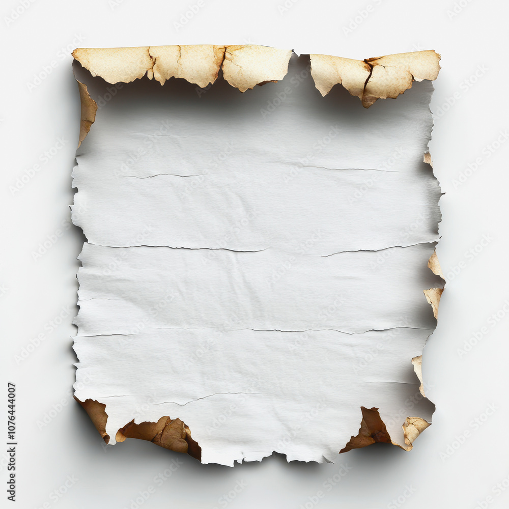 Poster aged and torn paper sheet with crinkled edges delicate texture for background use in creative projec