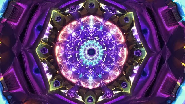 Symmetrical, colorful kaleidoscope patterns