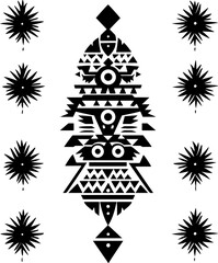 Aztec vector elements. Ethnic ornament. Tribal design, geometric symbols for border, frame, tattoo, logo, cards, decorative paper. Navajo motifs