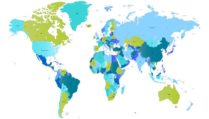 Obraz premium World map. Color modern vector map. Silhouette map