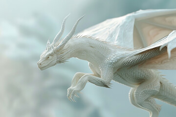 Obraz premium Fantastically mythological dragon with big wide wings