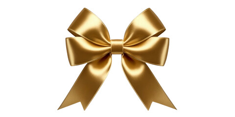 Gold bow is on a transparent background. Decorative festive gold bowisolated for Christmas and New Year and birthday decoration 2