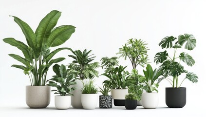 Obraz premium Collection of Lush Greenery in Stylish Pots