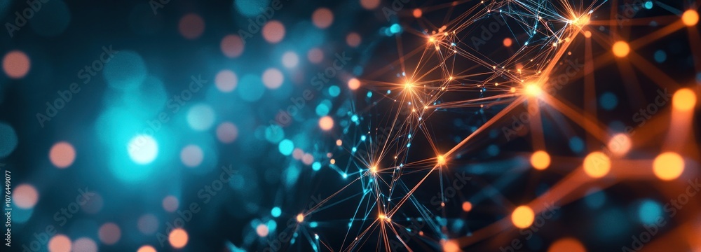 Poster abstract network of interconnected lines and glowing points