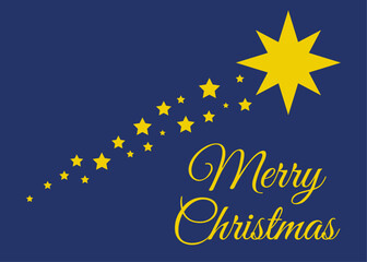 Banner con mensaje Merry Christmas con silueta de estrella navideña de Belén con estrellas para tarjetas y felicitaciones