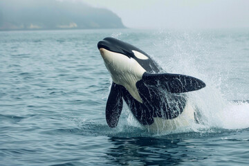 Fantastically beautiful majestic huge whale in deep ocean