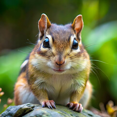 Obraz premium closeup selective focus shot of an eastern chipmunk
