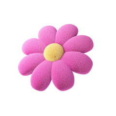 Flower made of pink and yellow, fur isolated on white background. 3d rendering.