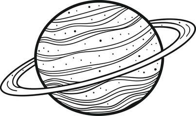 Single one line planet concept. Continuous line draw design graphic vector transparent with PNG