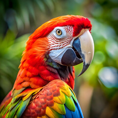Fototapeta premium closeup shot of a cute macaw parrot with mesmerize