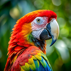 Obraz premium closeup shot of a cute macaw parrot with mesmerize