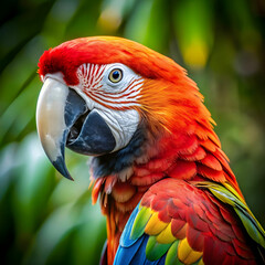 Fototapeta premium closeup shot of a cute macaw parrot with mesmerize
