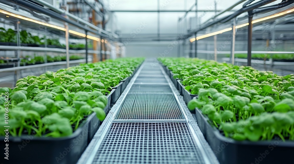 Poster nutrient enriched water flowing through hydroponic channels enabling the efficient and eco friendly 