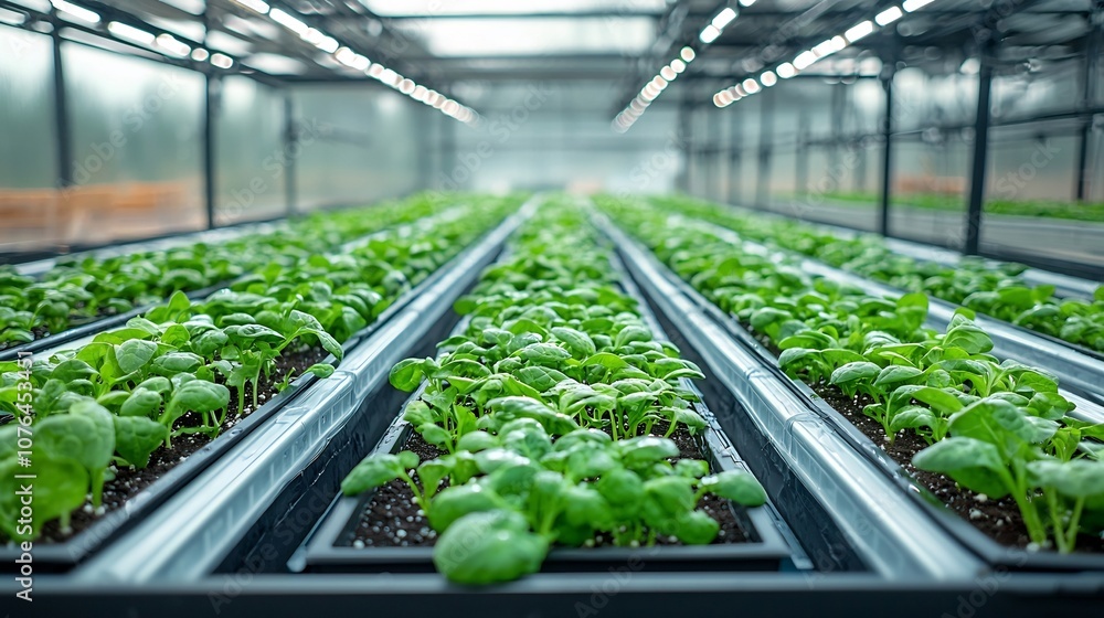 Poster nutrient enriched water flowing through hydroponic channels promoting the clean and efficient growth