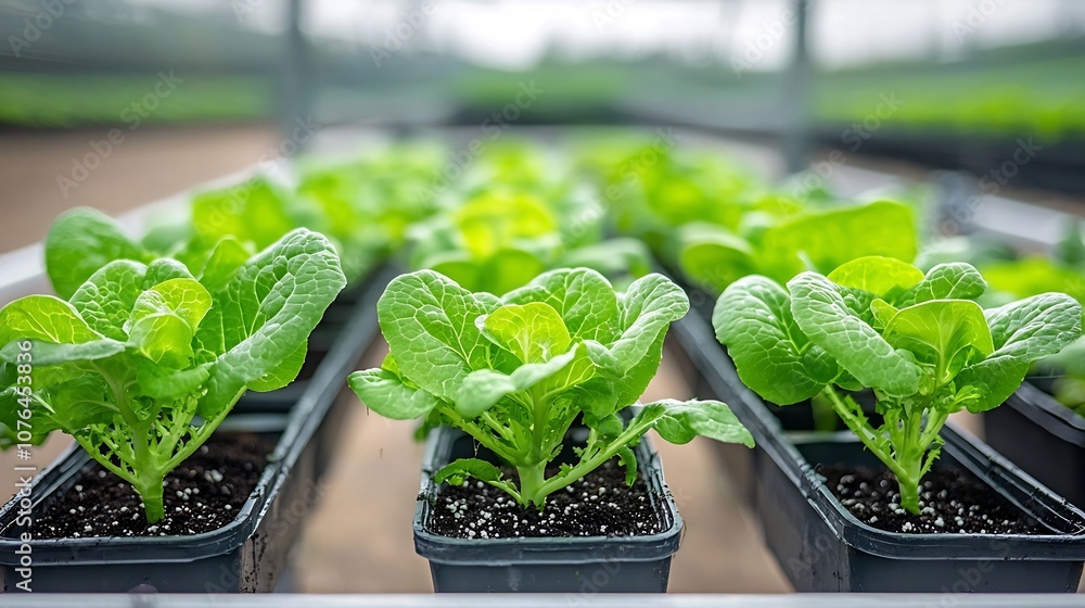 Poster High tech aeroponic farm growing nutritious lettuce in a precisely controlled mist environment with suspended roots for optimal nutrient absorption and sustainable food production