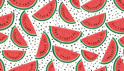 Artistic Watermelon Pattern on White