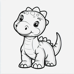 Fototapeta premium Cute cartoon dinosaur character illustration suitable for children’s books or coloring pages, featuring big eyes and a friendly smile with playful poses