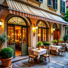 Fototapeta premium exterior restaurant large window Italy style