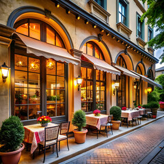 Naklejka premium exterior restaurant large window Italy style
