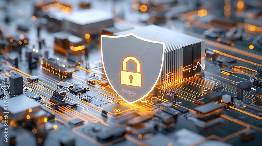 Poster Glowing Lock and Shield Symbol Over a Stylish Smart Home Representing a Secure and Protected Digital Environment for Modern Connected Living