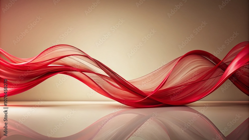 Poster elegant red abstract lines flowing in a dreamlike composition, capturing fluidity and movement with 