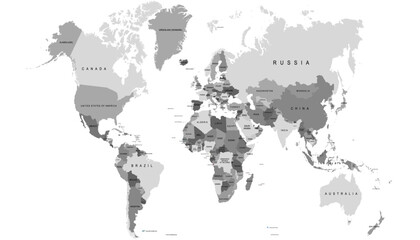 Obraz premium World map. Modern color vector map. Silhouette map