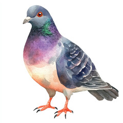 cute Zebra Dove watercolor clipart illustration isolated