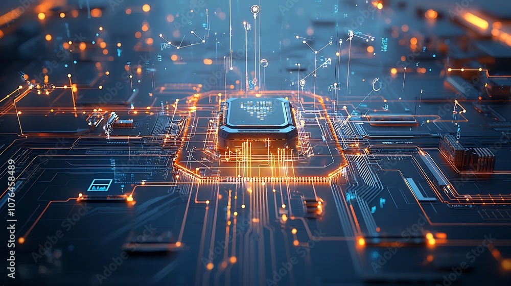 Aufkleber Interconnected digital data streams and glowing light lines forming a futuristic web of information in a modern technological environment  Abstract concept of digital connectivity and communication