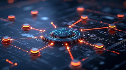 Interconnected Digital Landscape with Glowing Data Streams and Light Lines Forming a Futuristic Web of Information and Communication