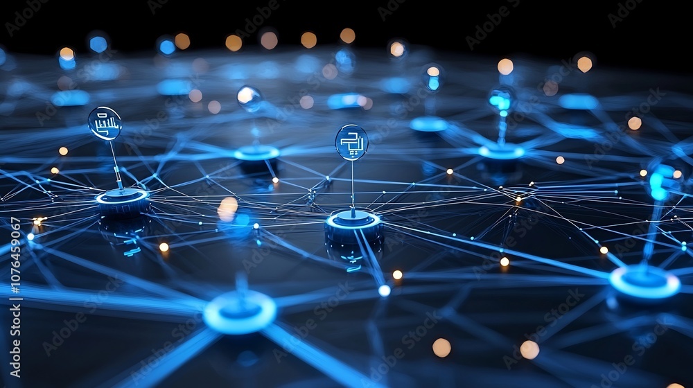 Aufkleber A visually captivating digital depicting a light based interconnected web of dynamic data flows representing the future of advanced digital networking and communication systems