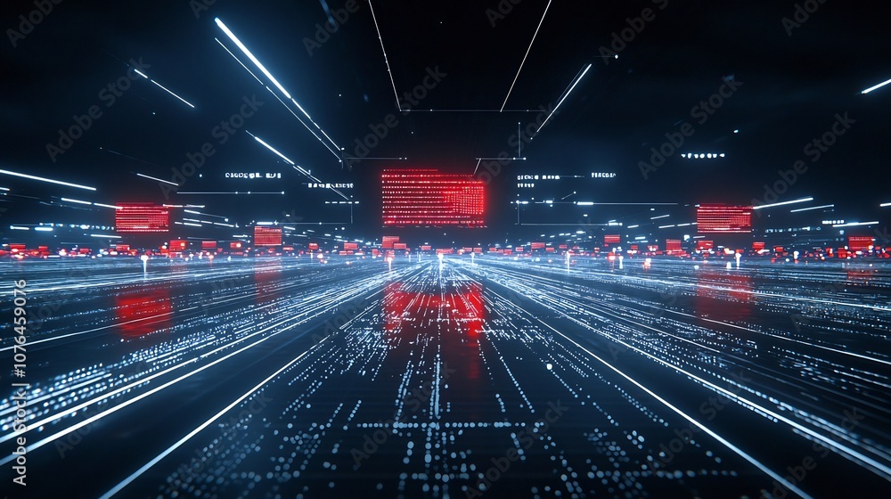 Aufkleber Light based digital web with dynamic data flows connecting points across space symbolizing the future of advanced digital networking and information sharing