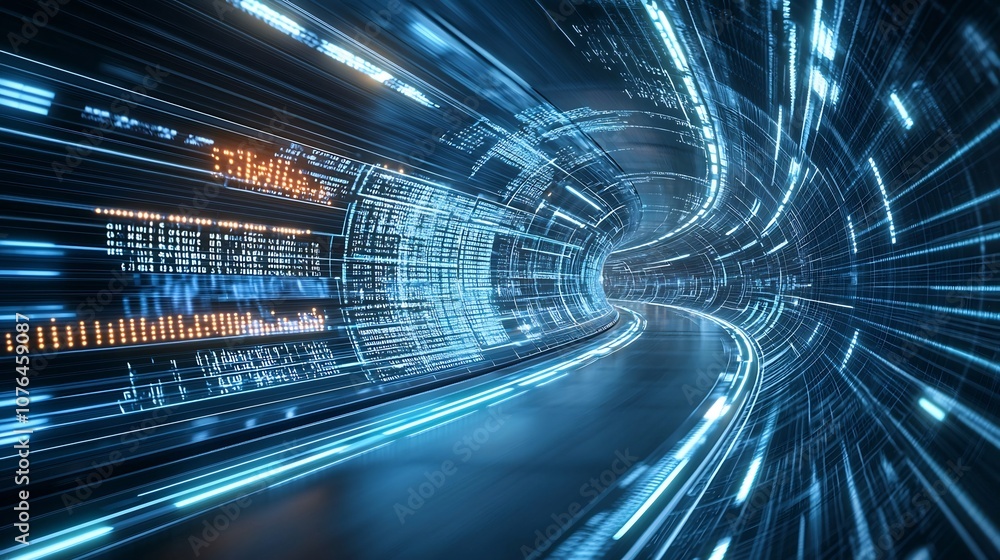 Aufkleber Futuristic digital web with dynamic data flows connecting points across space visualizing the future of advanced digital networking and information infrastructure