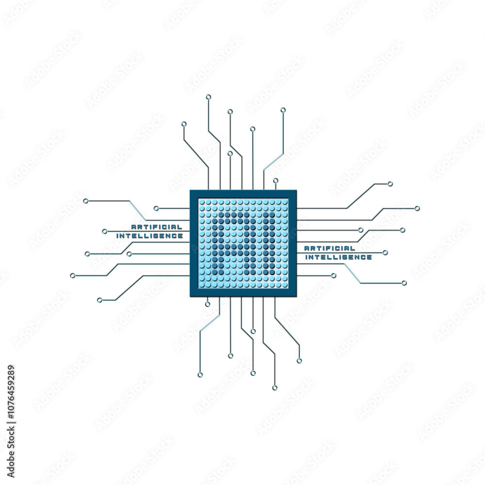 Poster ai - artificial intelligence - abstract concept of automation and cyber technology on transparent ba