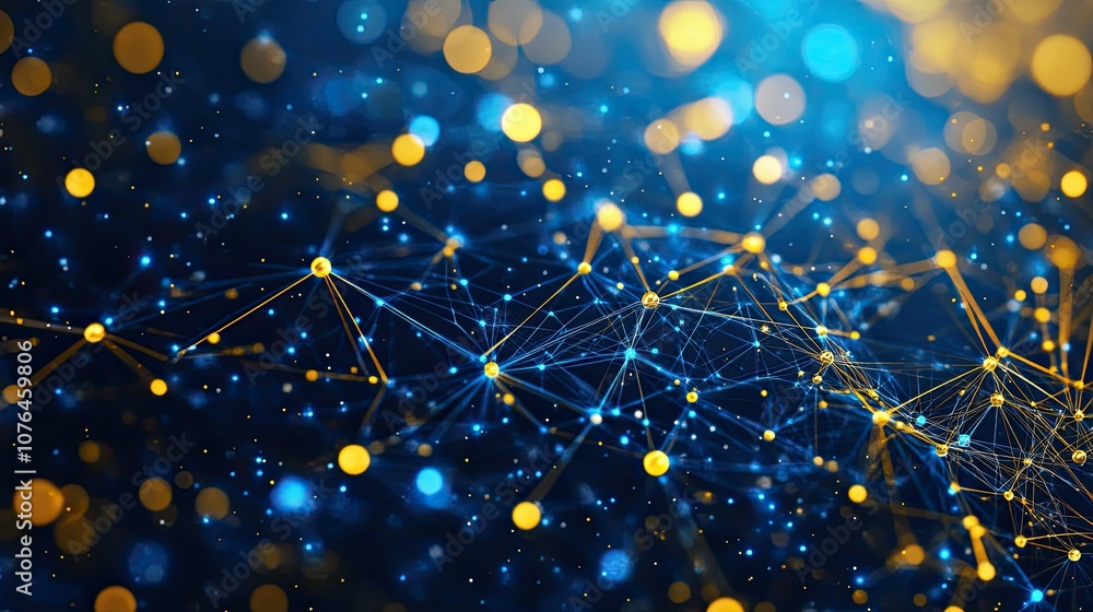 Poster abstract digital network with bright bokeh effect