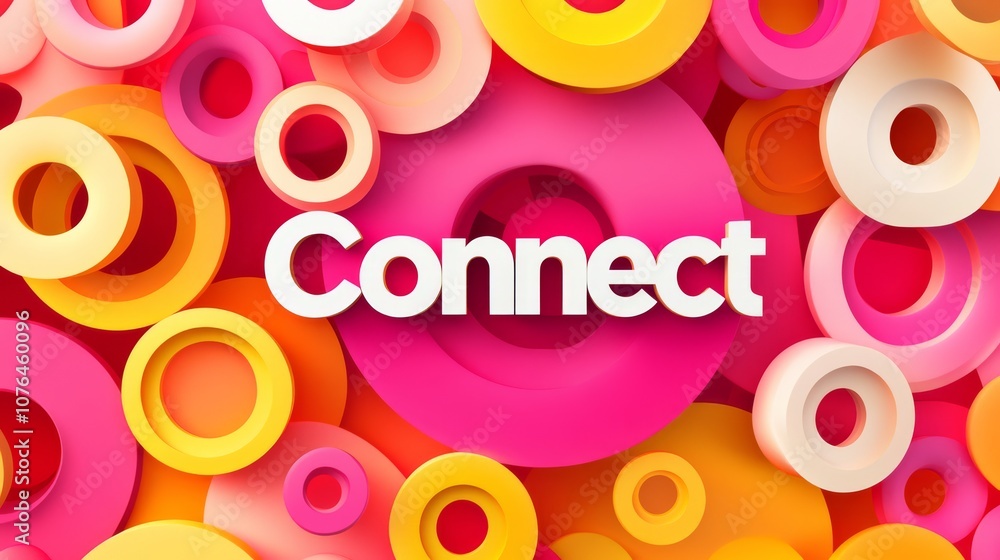 Poster connect: a vibrant and playful abstract background featuring colorful overlapping circles and the bo